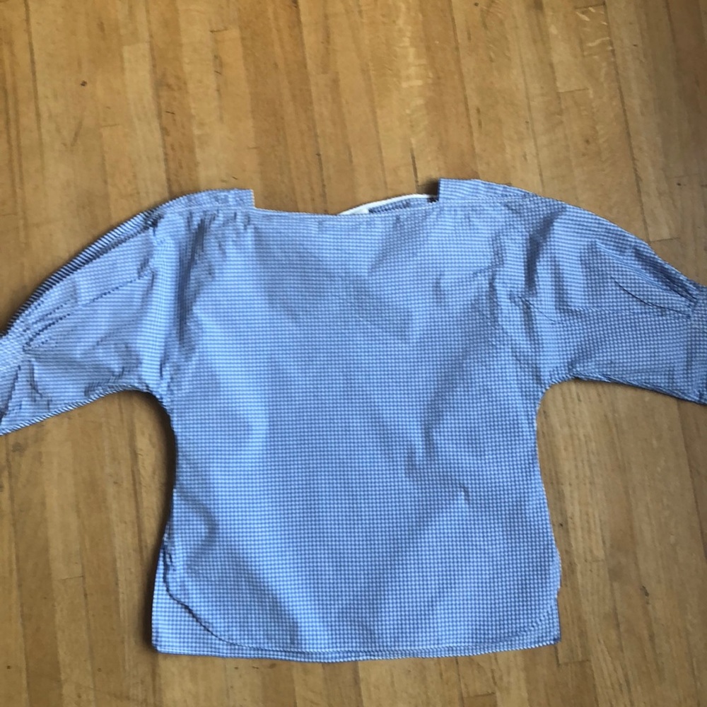 Darling Tibi gingham blouse with gathered sleeves